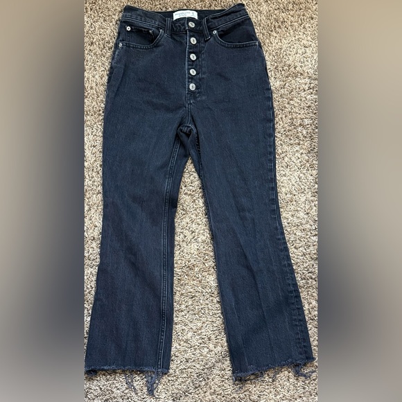 Abercrombie & Fitch Denim - Abercrombie & Fitch The Kick Flare Ultra High Rise Jean Black Button Fly  25/0 S